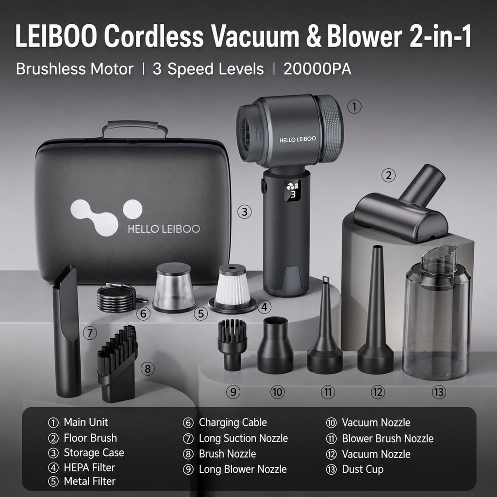 6-in-1 Cordless Handheld Pet Hair Vacuum & Air Blower