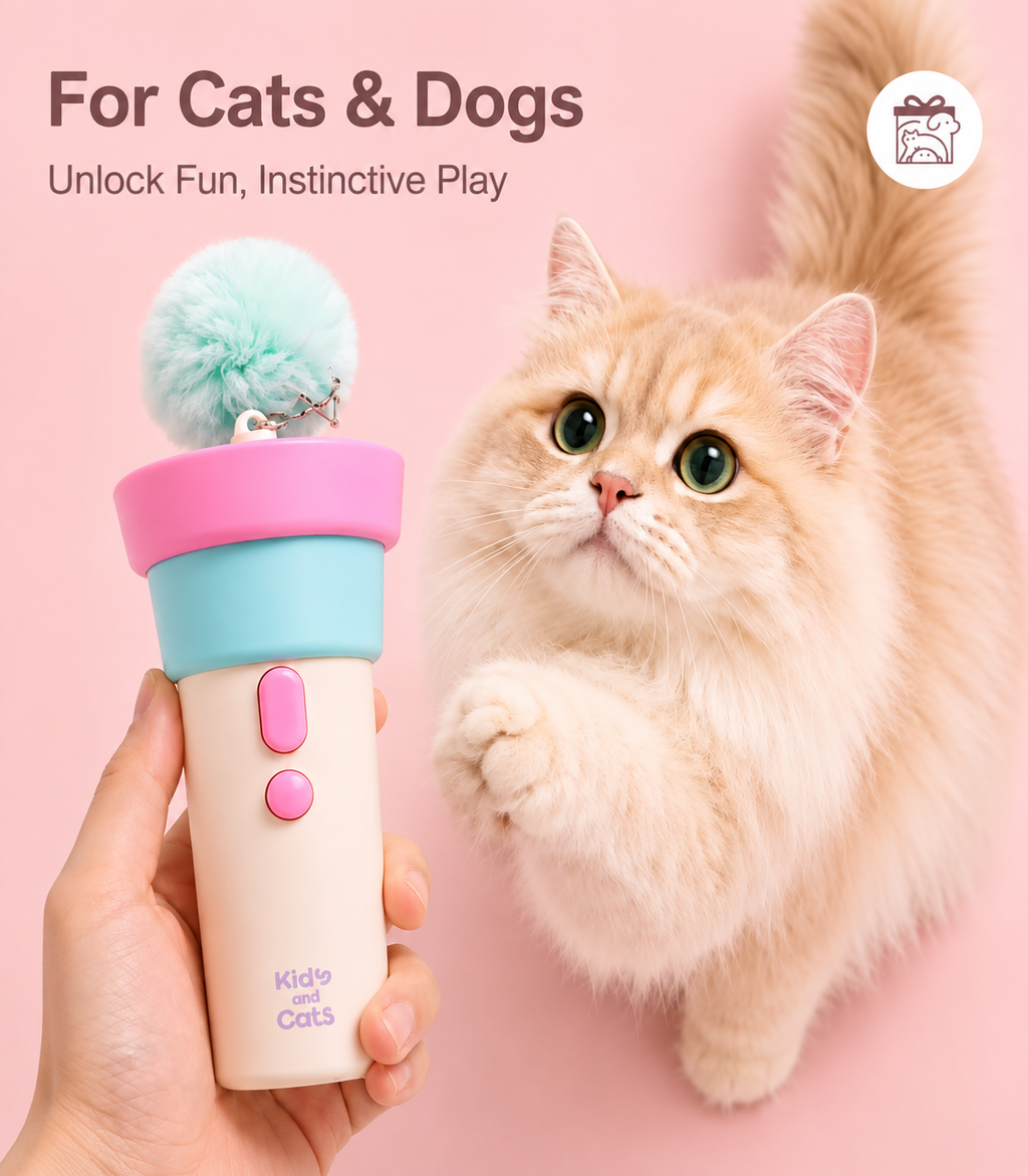 Automatic Pop-Up Cat Teaser Toy – One-Button Interactive Play Wand