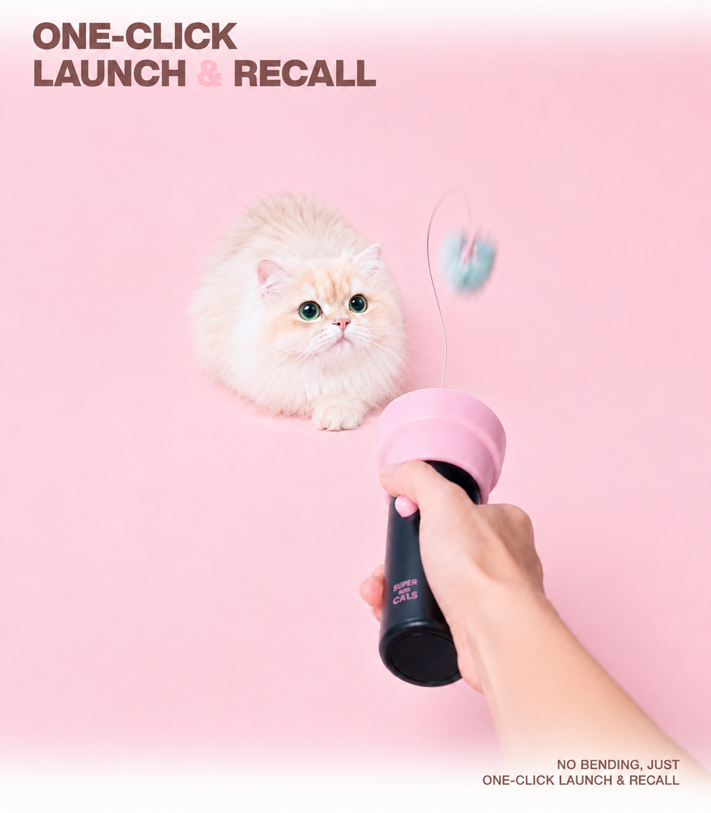Automatic Pop-Up Cat Teaser Toy – One-Button Interactive Play Wand