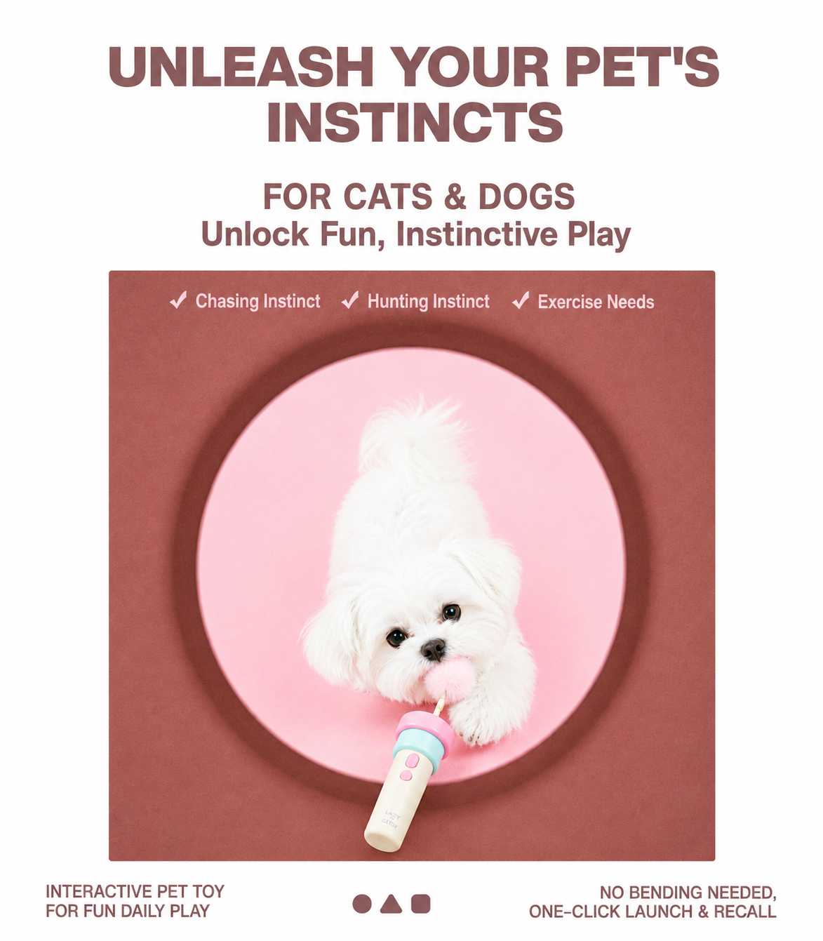 Automatic Pop-Up Cat Teaser Toy – One-Button Interactive Play Wand