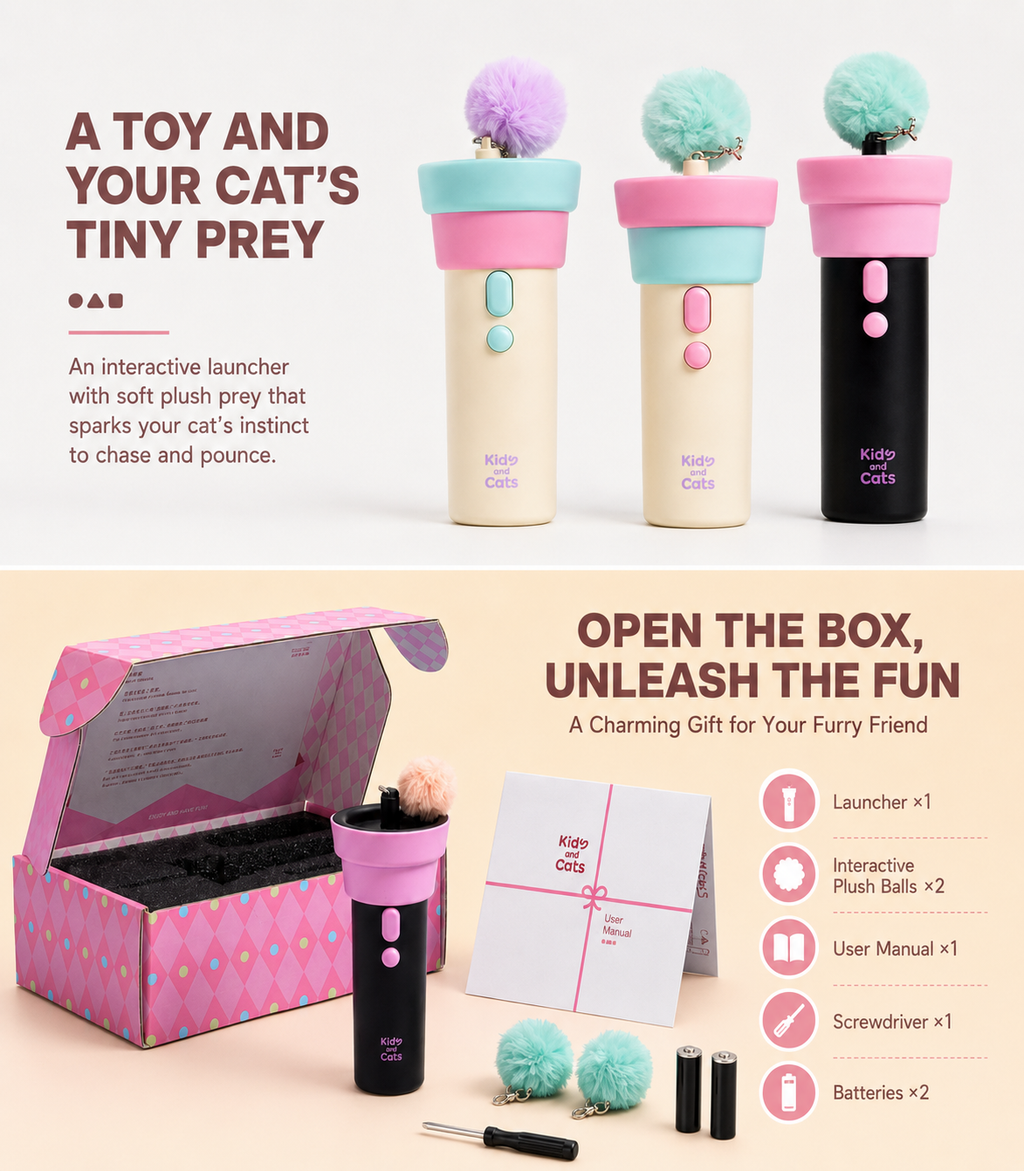 Automatic Pop-Up Cat Teaser Toy – One-Button Interactive Play Wand