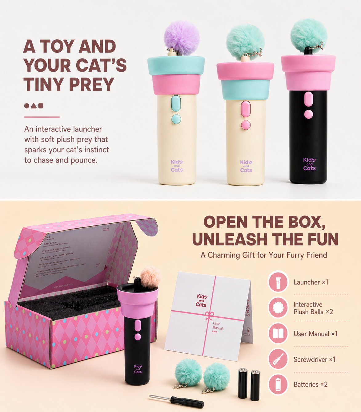 Automatic Pop-Up Cat Teaser Toy – One-Button Interactive Play Wand