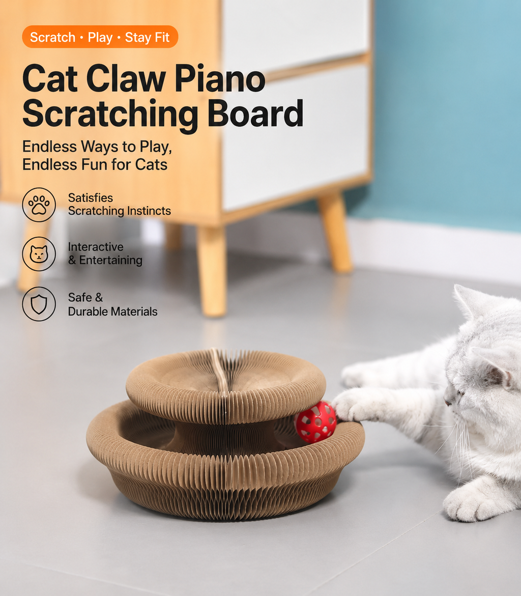 Accordion-Style Corrugated Cardboard Cat Scratcher Lounge