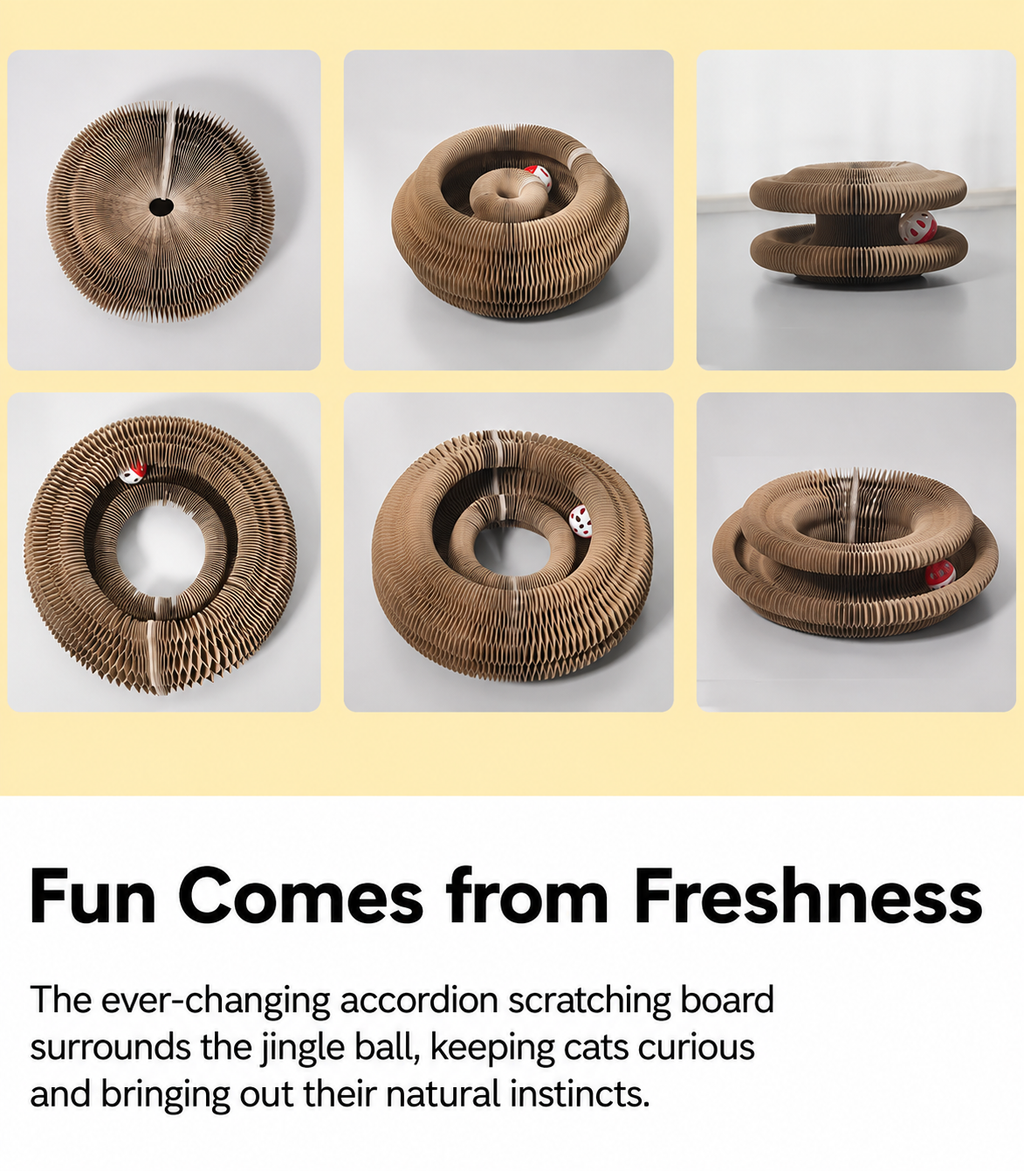 Accordion-Style Corrugated Cardboard Cat Scratcher Lounge