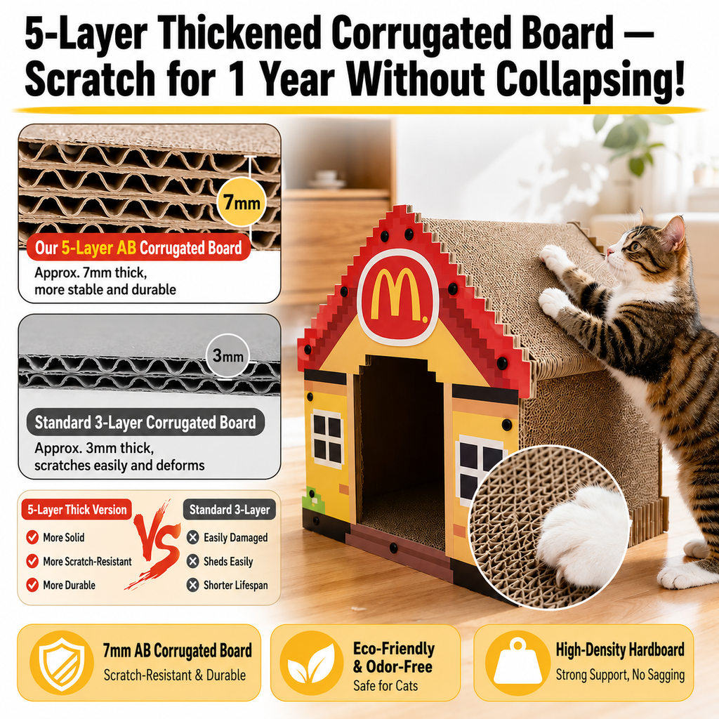 Pixel Cat Scratcher House – Corrugated Cardboard Cat Bed & Playhouse
