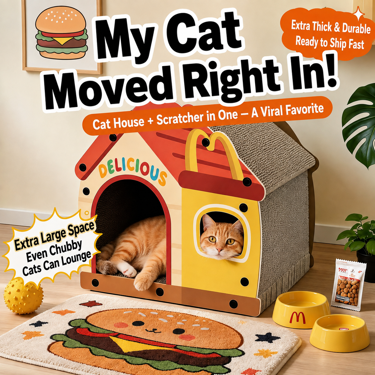 Pixel Cat Scratcher House – Corrugated Cardboard Cat Bed & Playhouse
