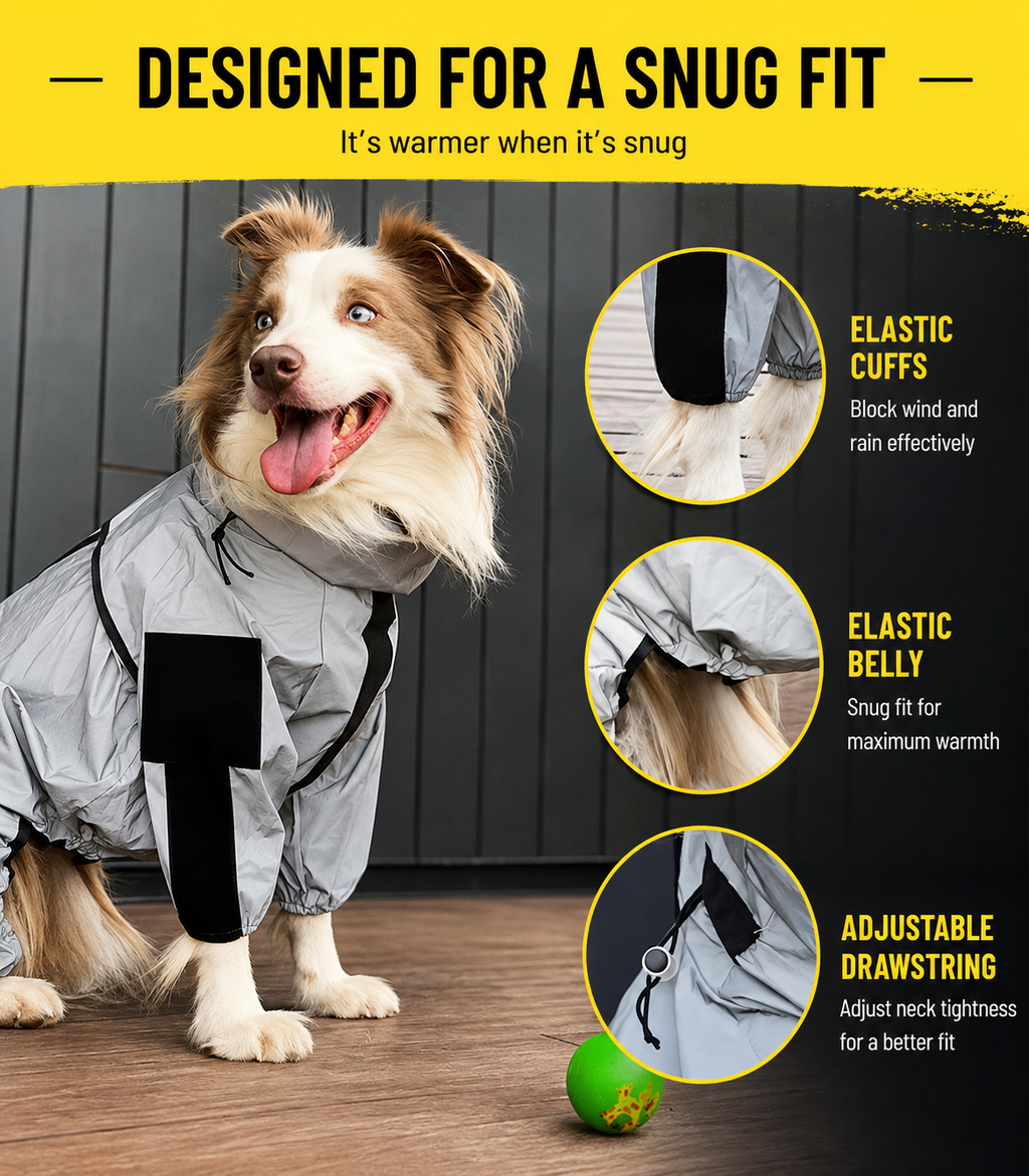 Waterproof Reflective Dog Raincoat – Full-Body Four-Leg Outdoor Jumpsuit