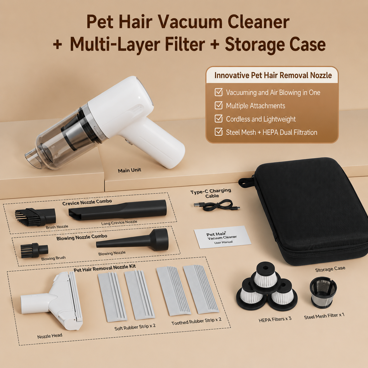 Cordless Pet Hair Vacuum & Fur Remover