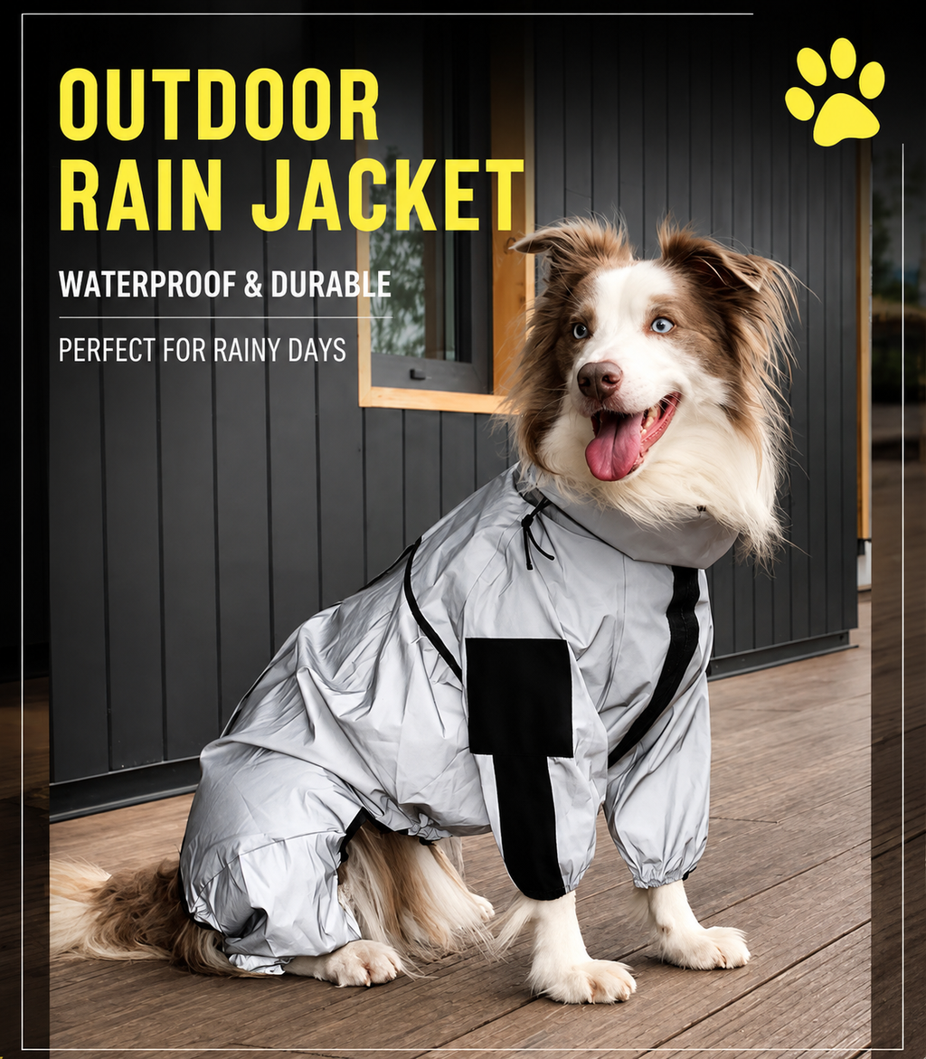 Waterproof Reflective Dog Raincoat – Full-Body Four-Leg Outdoor Jumpsuit
