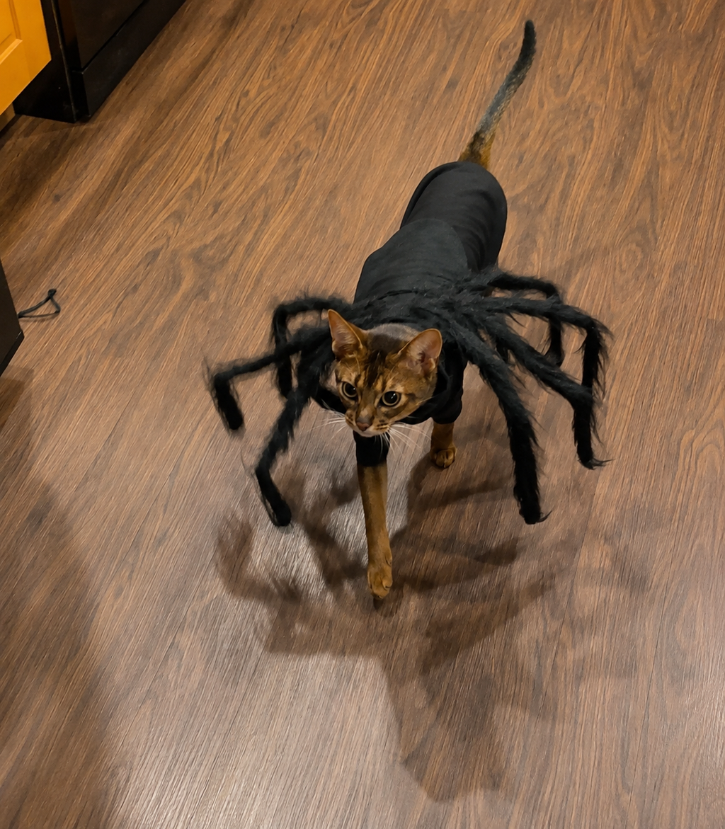 Pet Spider Halloween Costume – Plush Funny Outfit for Dogs & Cats