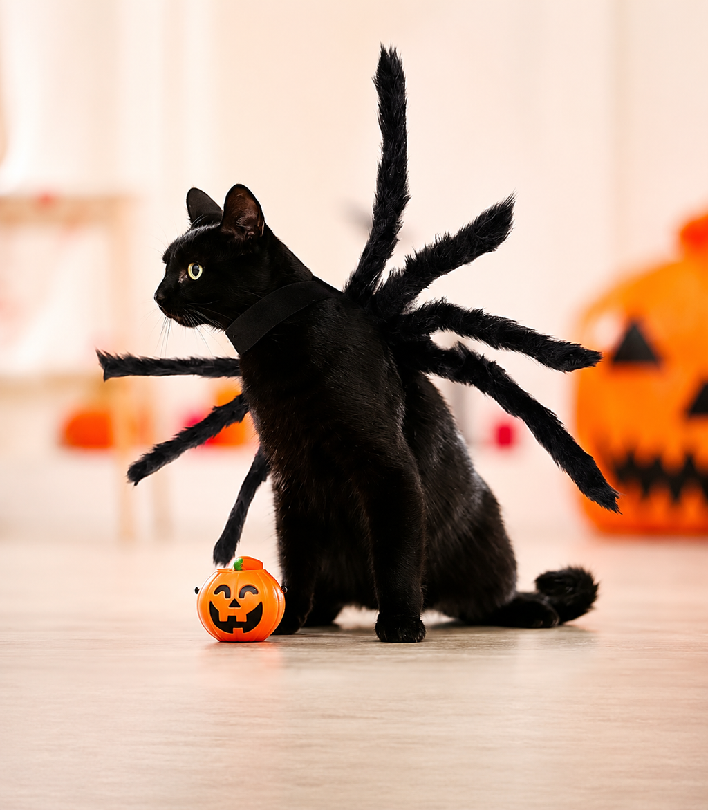 Pet Spider Halloween Costume – Plush Funny Outfit for Dogs & Cats