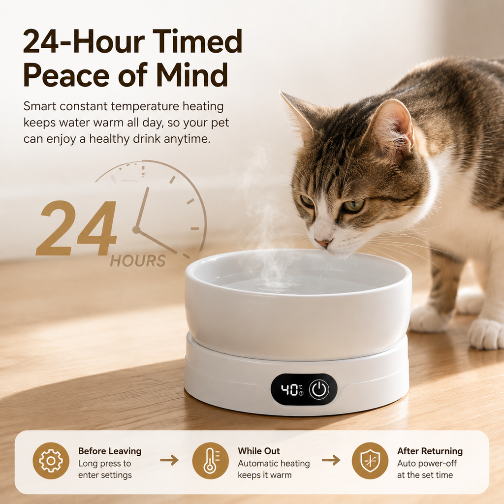Smart Heated & Circulating Ceramic Pet Water Bowl