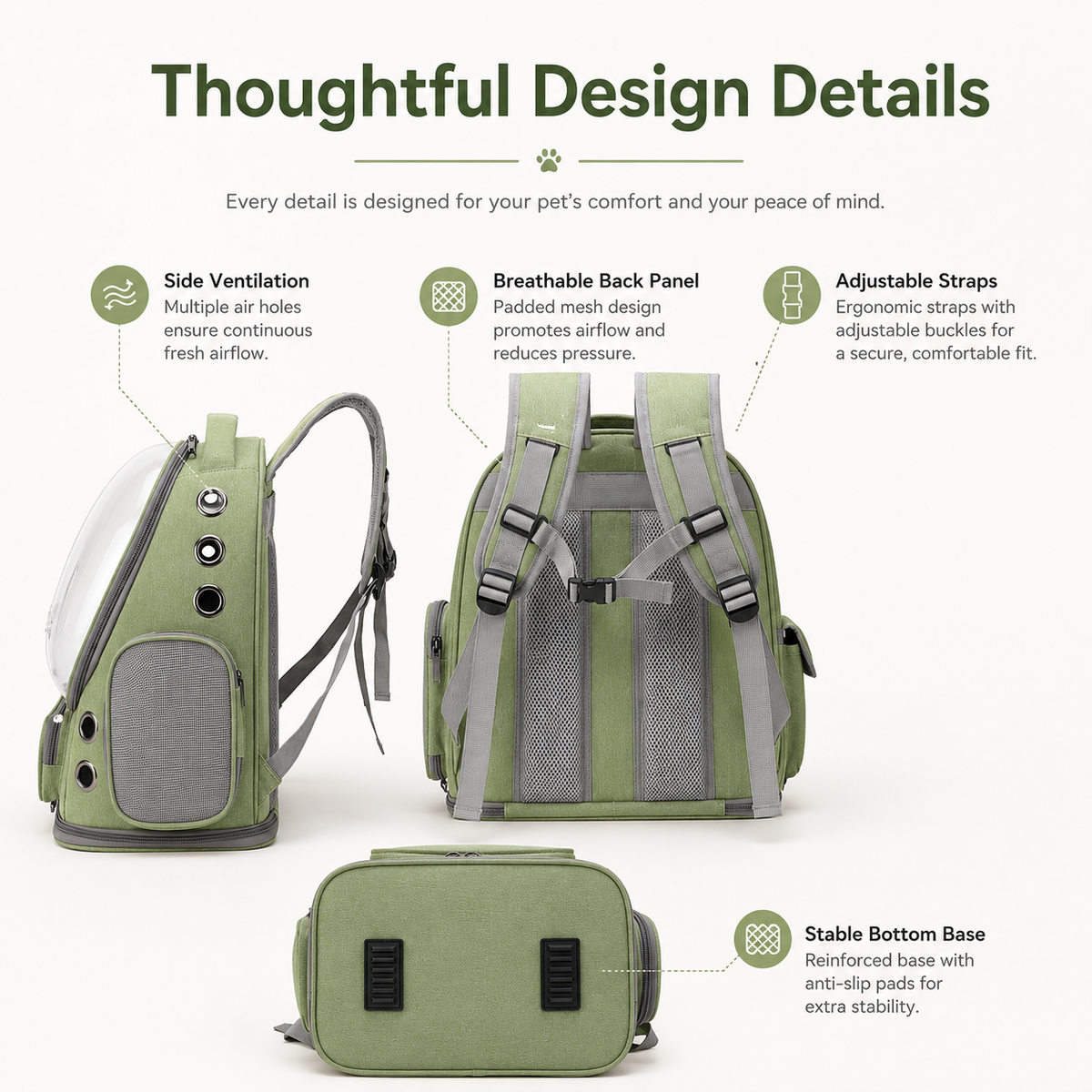 Pet Space Capsule Carrier Backpack – Breathable Travel Bag for Cats & Small Dogs