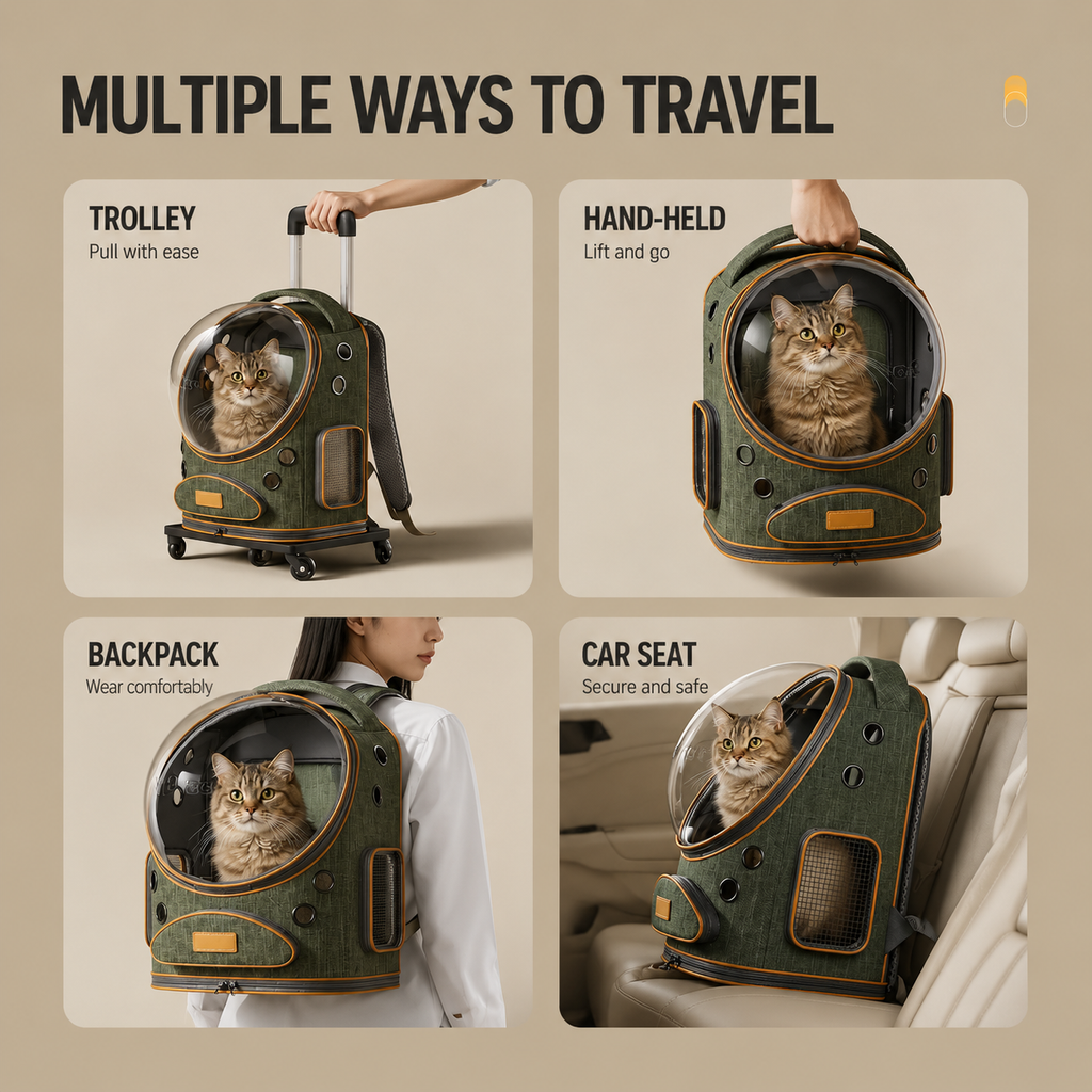 Expandable Rolling Pet Carrier Backpack