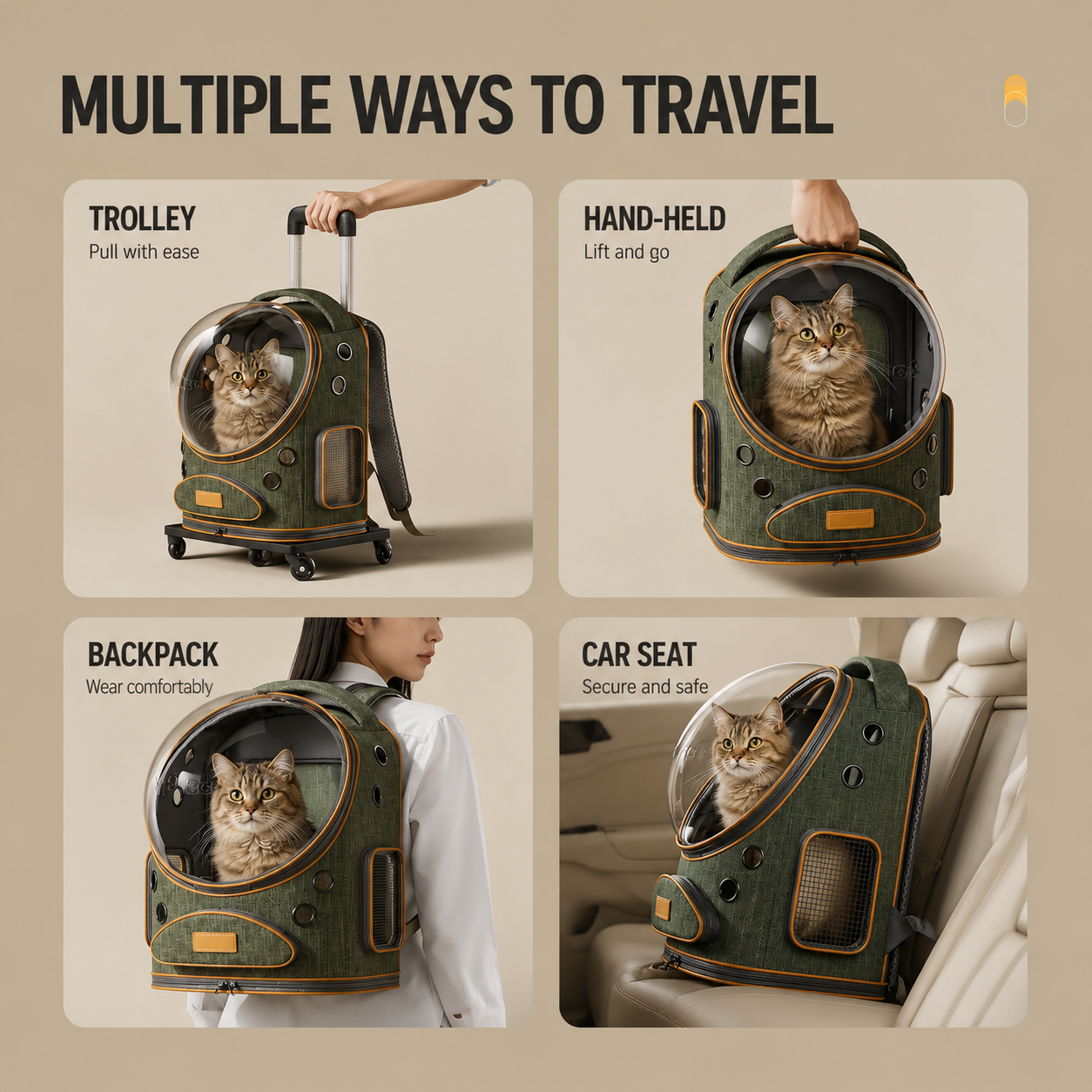 Expandable Rolling Pet Carrier Backpack