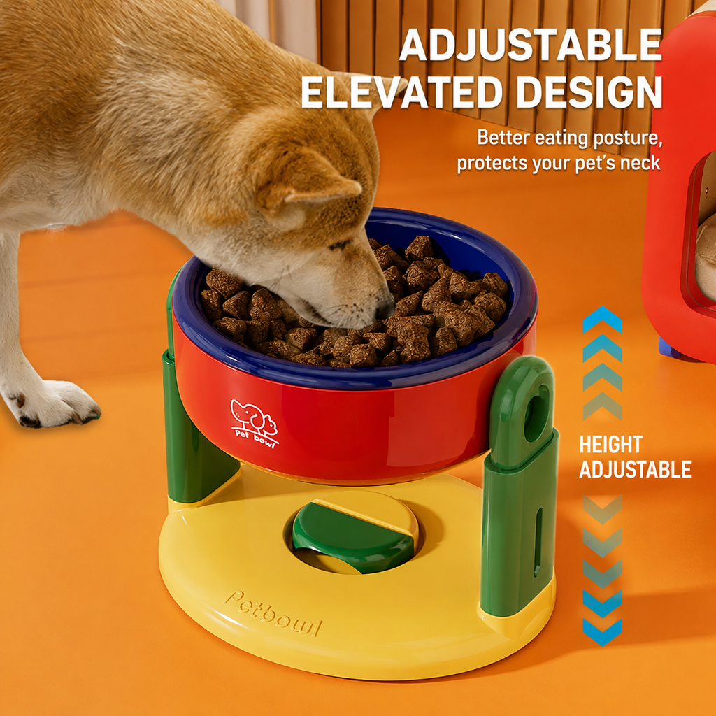 Adjustable Elevated Pet Bowl with Suction Base