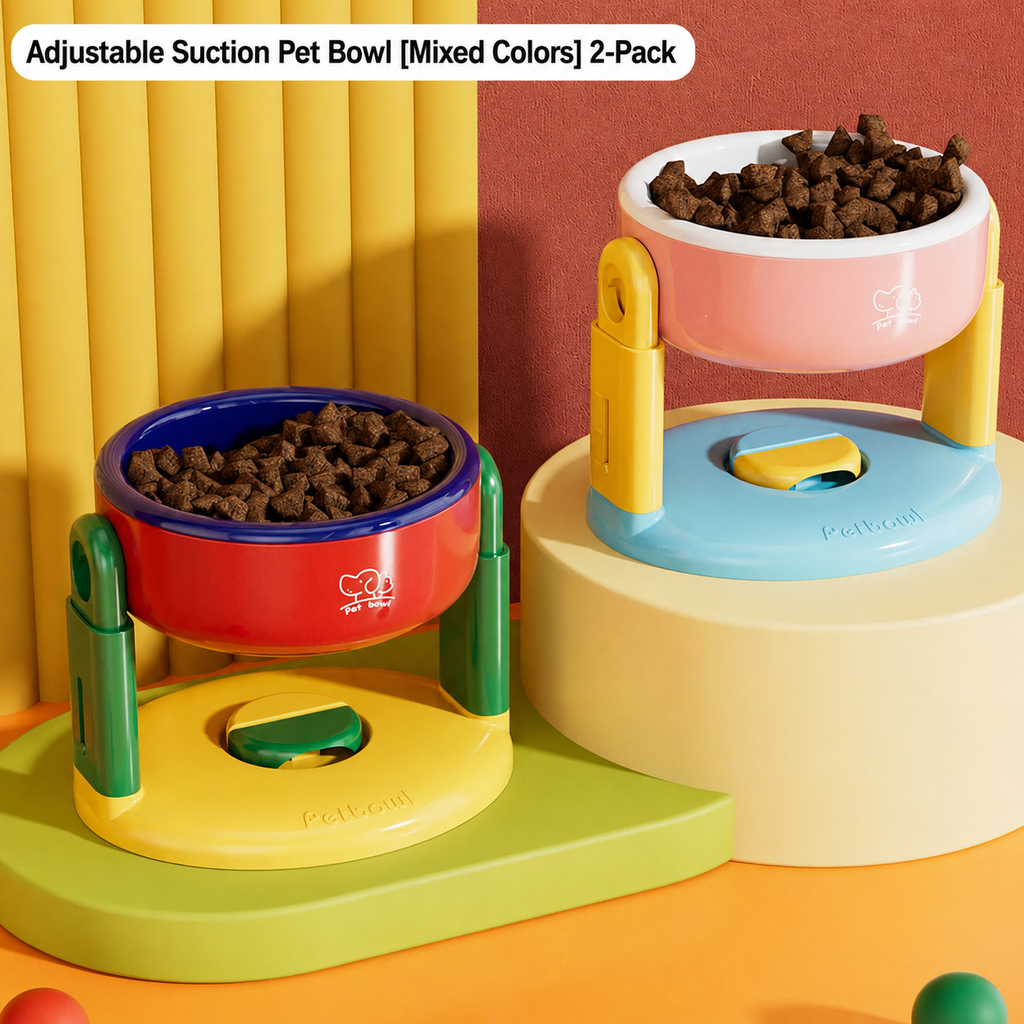 Adjustable Elevated Pet Bowl with Suction Base