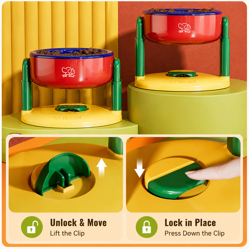 Adjustable Elevated Pet Bowl with Suction Base