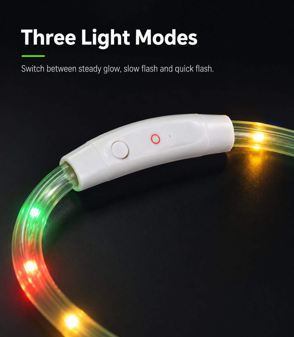 USB Rechargeable LED Light-Up Dog Collar