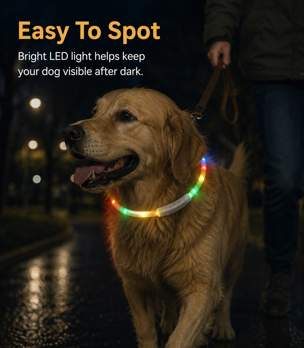 USB Rechargeable LED Light-Up Dog Collar