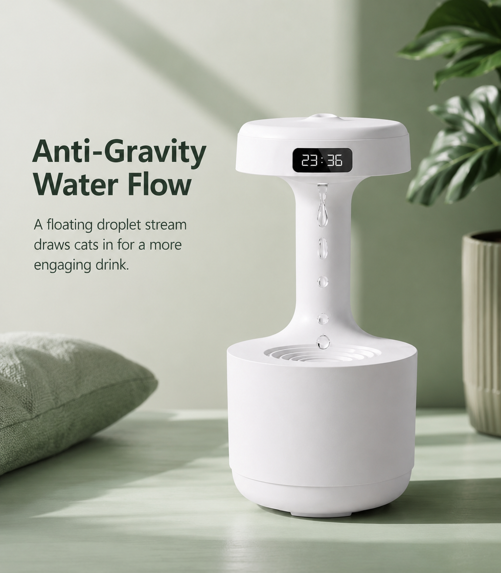 Anti-Gravity Cat Water Fountain & Cool Mist Humidifier