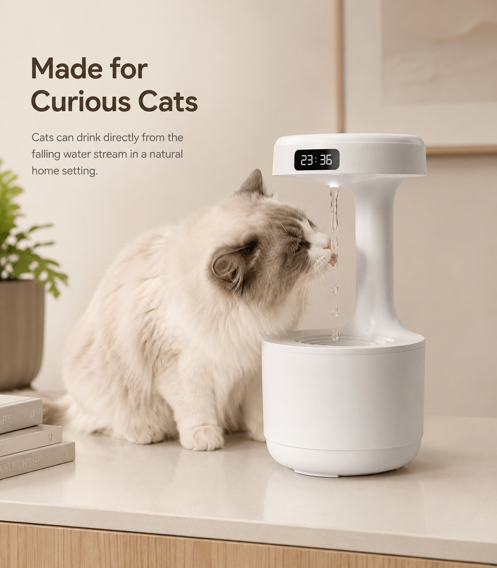 Anti-Gravity Cat Water Fountain & Cool Mist Humidifier