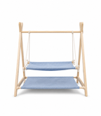Double-Layer Cat Hammock Swing Bed with Natural Pine Frame