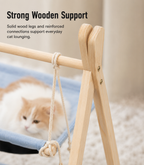 Double-Layer Cat Hammock Swing Bed with Natural Pine Frame