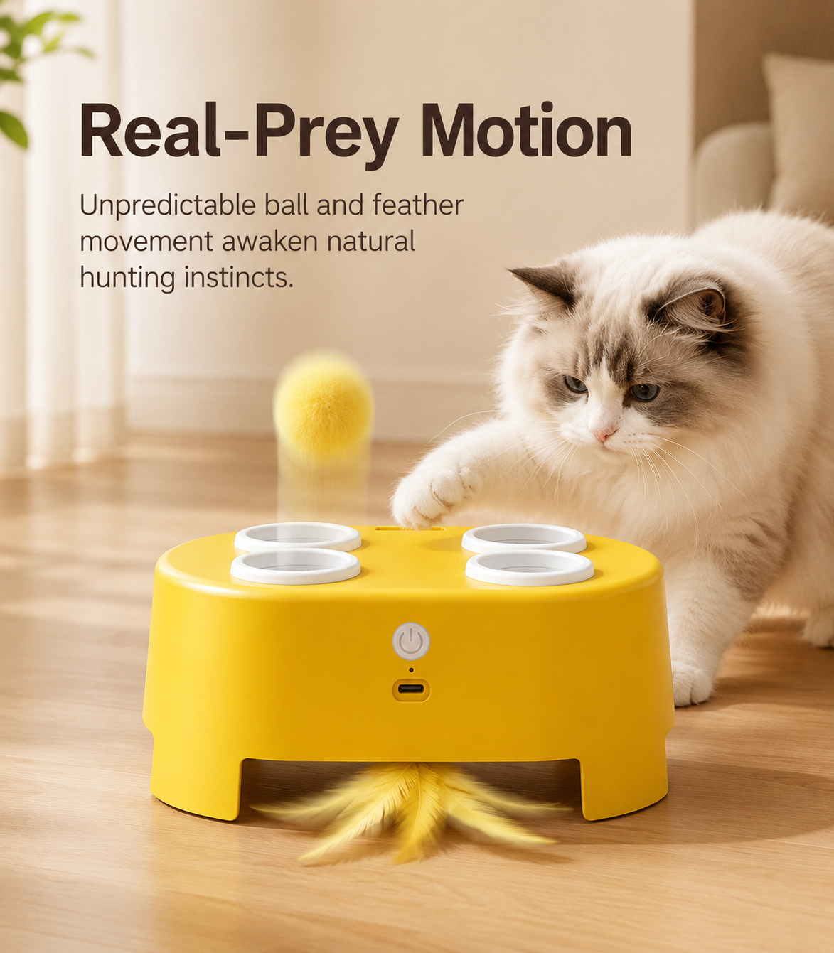 Interactive Whack-A-Mole Cat Toy – Automatic Feather Teaser Game for Cats