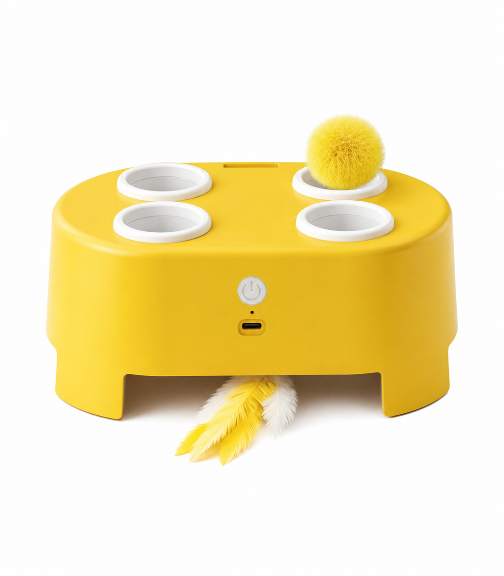 Interactive Whack-A-Mole Cat Toy – Automatic Feather Teaser Game for Cats