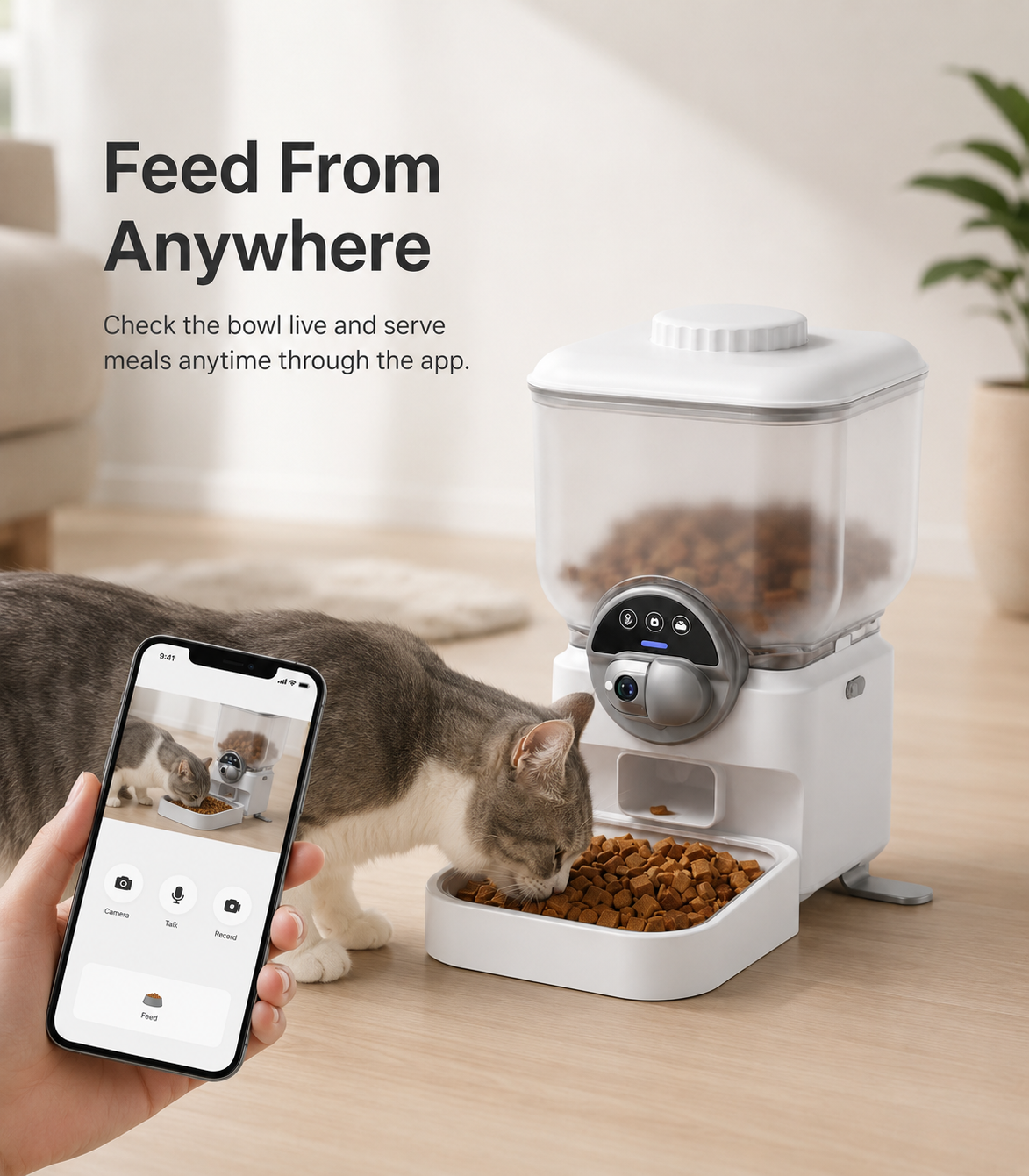 Smart WiFi Pet Feeder with HD Camera & Remote Monitoring
