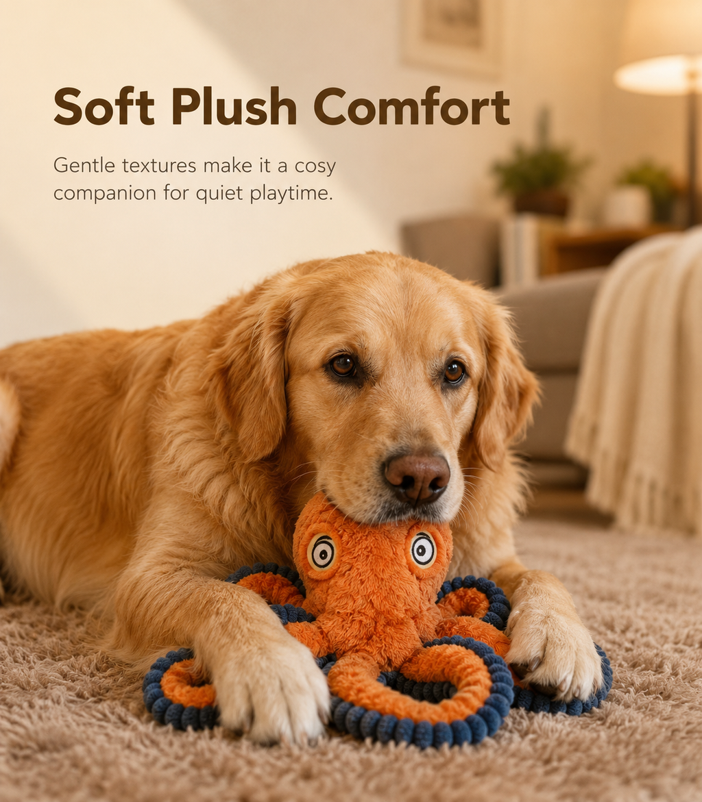 Plush Squeaky Octopus Dog Toy