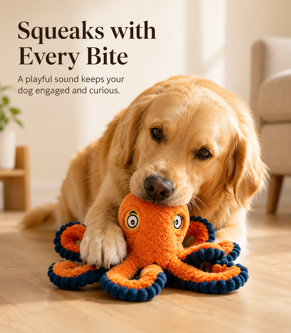 Plush Squeaky Octopus Dog Toy