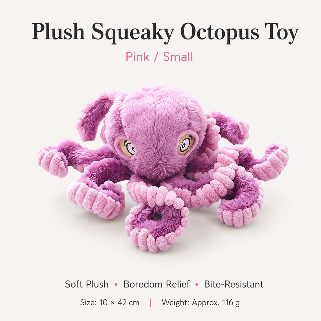 Plush Squeaky Octopus Dog Toy