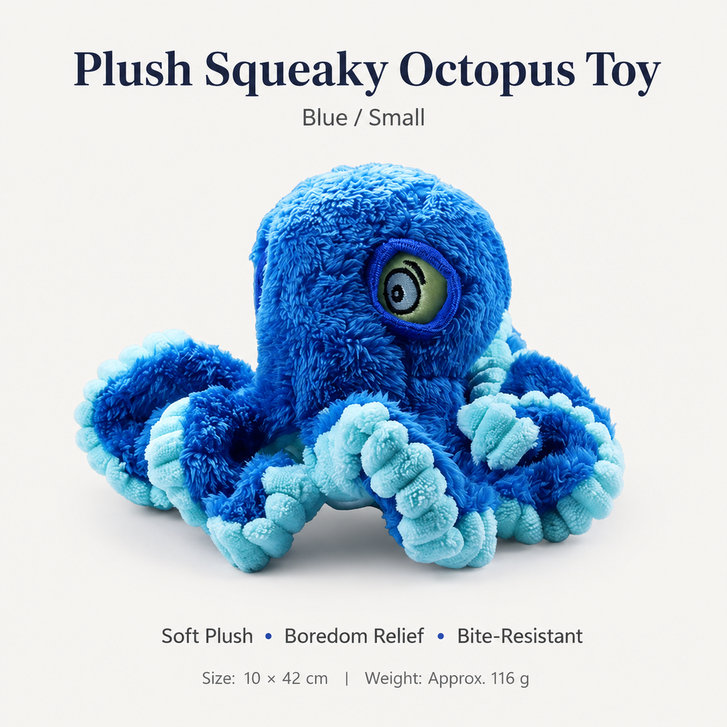 Plush Squeaky Octopus Dog Toy