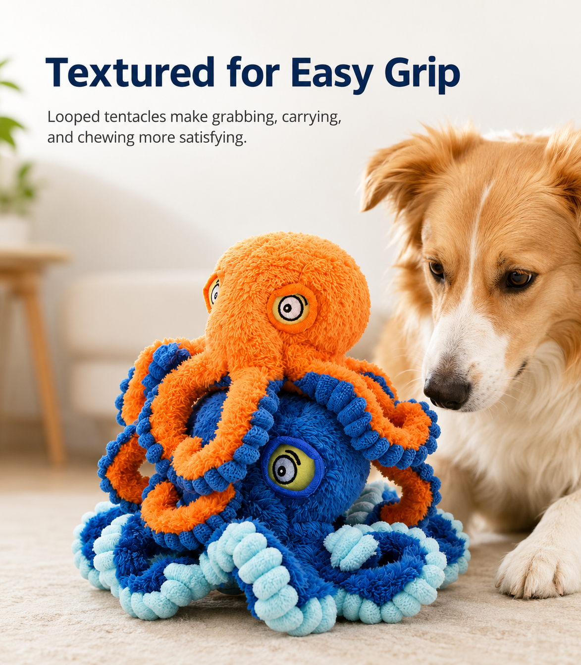 Plush Squeaky Octopus Dog Toy