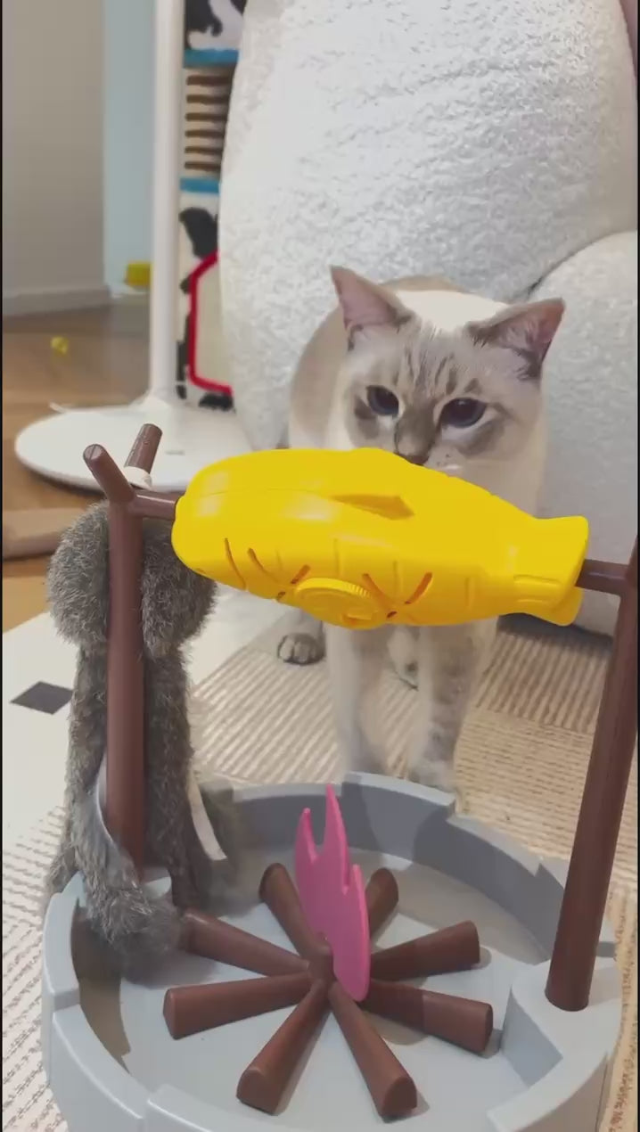 Grilled Fish Cat Treat Puzzle Toy – Interactive Snack Dispenser